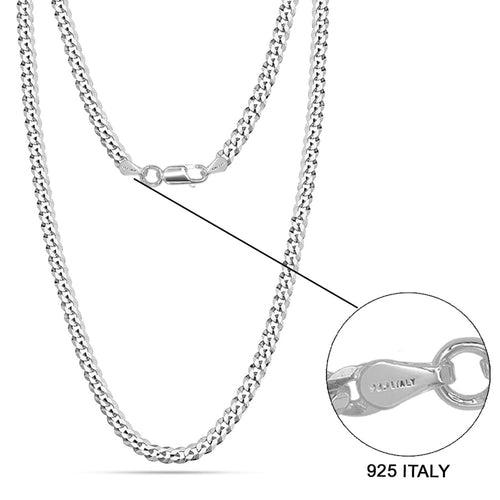 925 Sterling Silver Italian Diamond-Cut Cuban Link Curb Chain Necklace for Teen Women and Men 5 MM