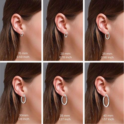 925 Sterling Silver Italian Round Tube Small Click-Top Hoop Earrings for Teen and Women 2.5mm