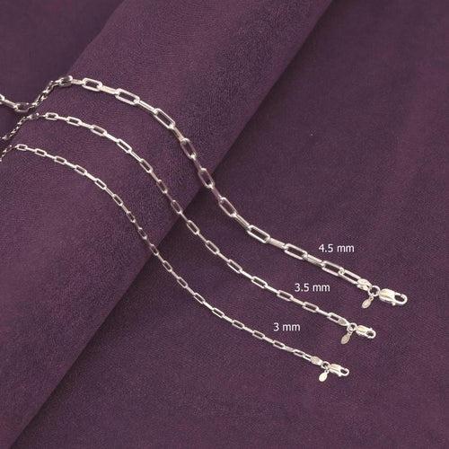 925 Sterling Silver Italian PaperClip Link Chain Necklace for Women 4.5 MM