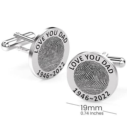 Personalised 925 Sterling Silver Actual Fingerprint Engraved Memorial Cufflink for Men Boys and Father