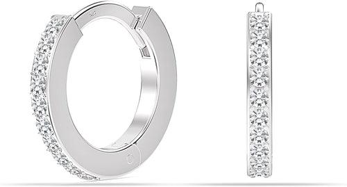 925 Sterling Silver Cubic-Zirconia Small Mini Chunky Huggie Cuff Hoop Earrings for Women Teen