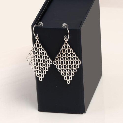 925 Sterling Silver Long Diamond-Shape Chandelier Drop Dangle Earrings for Women