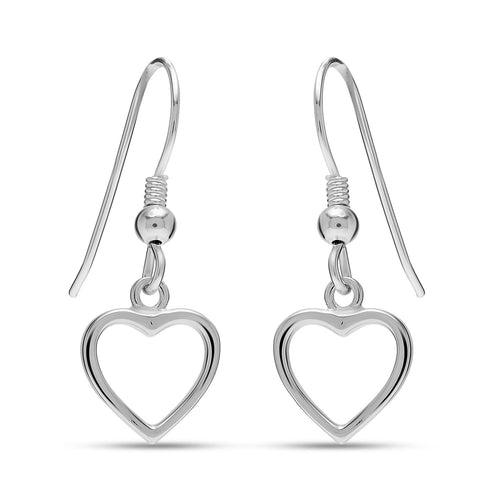 925 Sterling Silver French Wire Love Heart Drop Dangle Earrings for Women