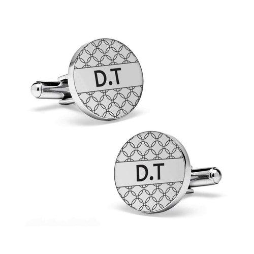 925 Sterling Silver Personalised Engraved Alphabet Letter Initial Texture Hexagon Cufflink for Men and Boys