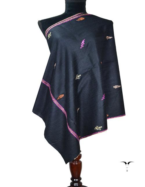 black booti embroidery pashmina stole 8133