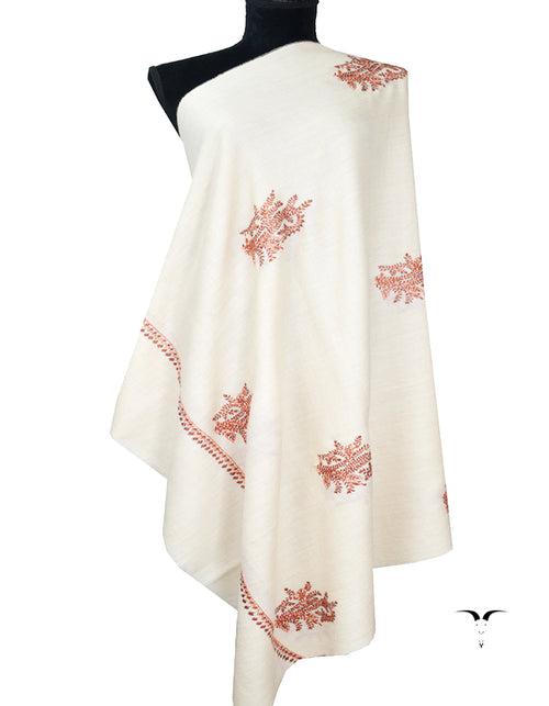 white booti embroidery pashmina shawl 8161