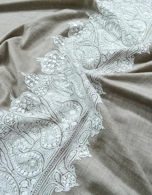light natural tilla embroidery pashmina shawl 8248