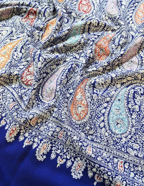 blue jamma embroidery pashmina shawl 8262