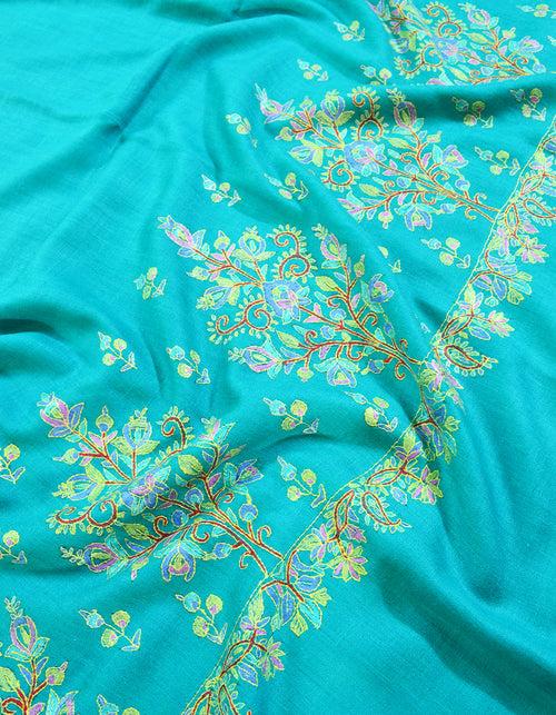 maya blue embroidery pashmina shawl 8381