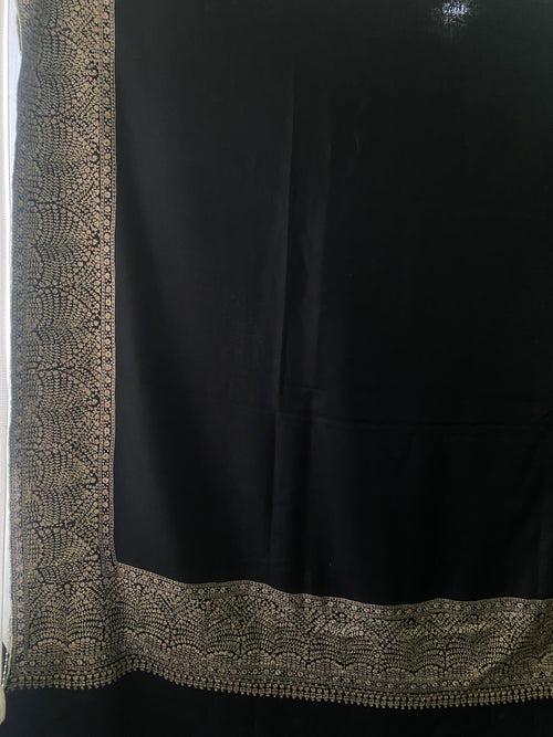 black gents embroidery pashmina shawl 8164