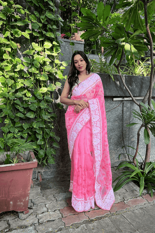 Ready to Wear Lucknawi Organza saree