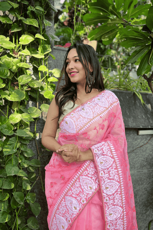 Ready to Wear Lucknawi Organza saree