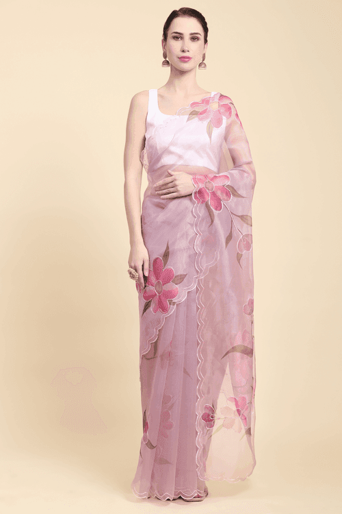 Ready To Wear Fantasy Pink Organza Saree