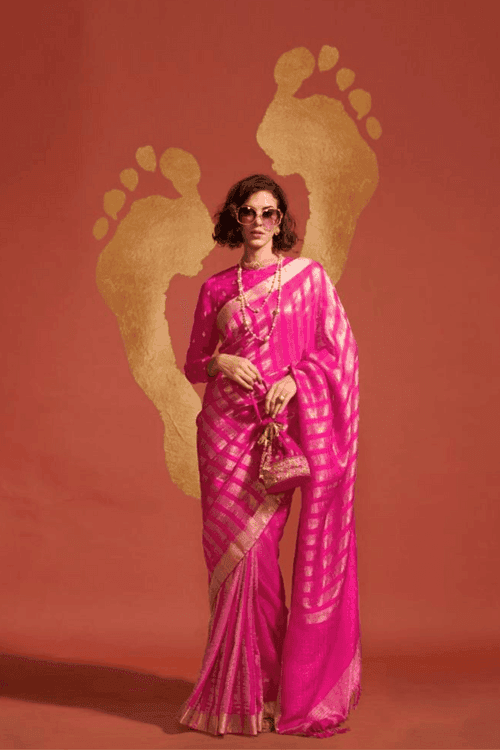 Ready to Wear Gold Stripes Silk Saree