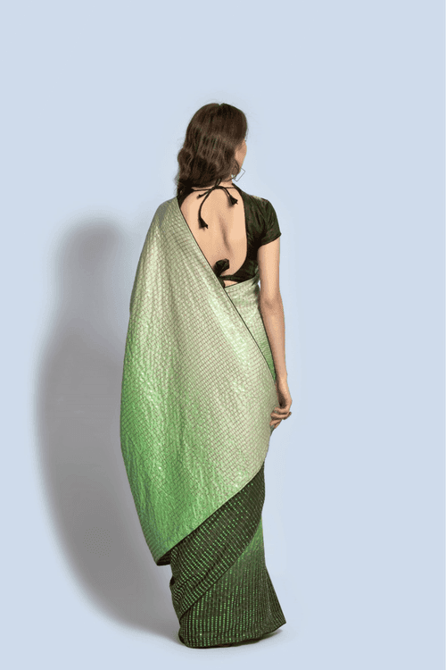 Ready to Wear Sparkling Green Sequin Saree