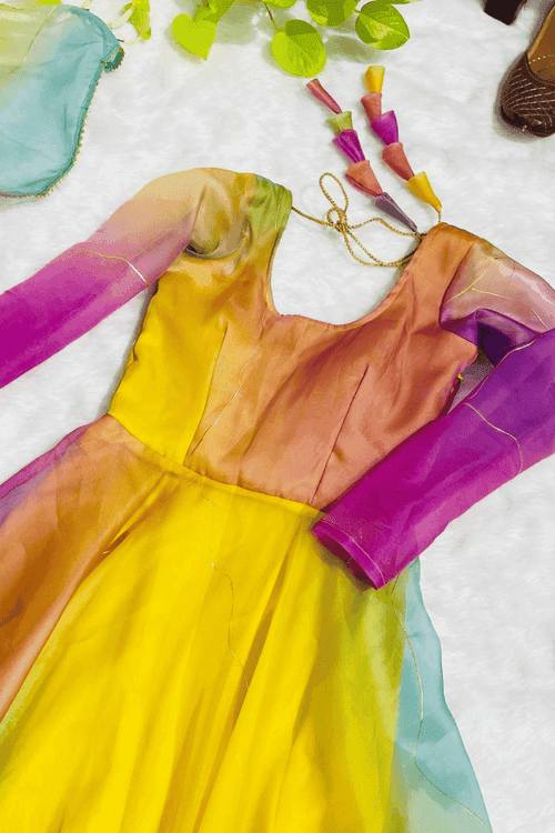Multicolor Printed Anarkali Gown