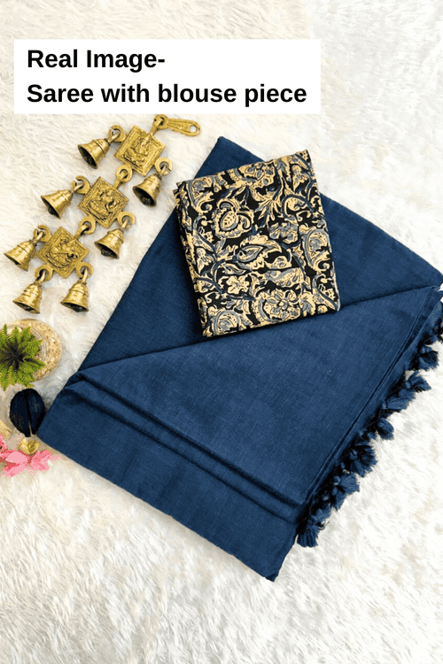 Teal Mul Saree | Ready to Wear Mul Cotton Saree with Blouse Piece
