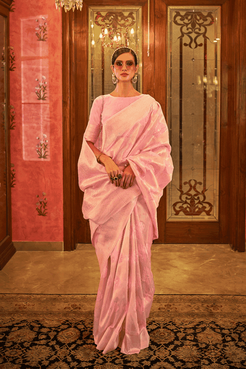 Ready to Wear Banarasi Woven Linen Silk Saree