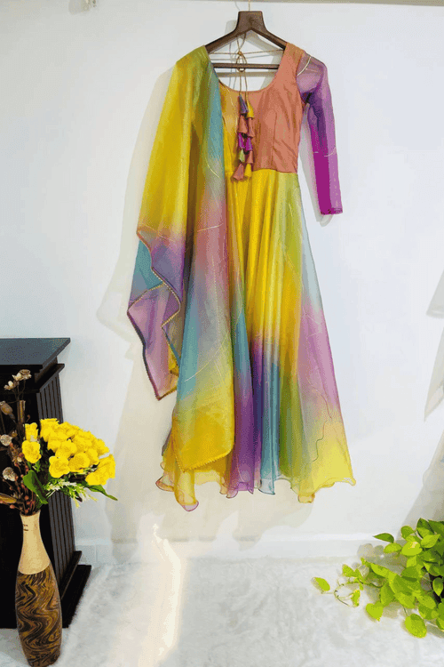 Multicolor Printed Anarkali Gown