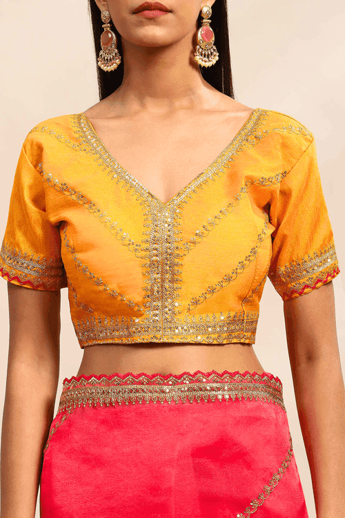 Gold N Flame | Ready to Wear Shaded Organza Saree with Stitched Blouse