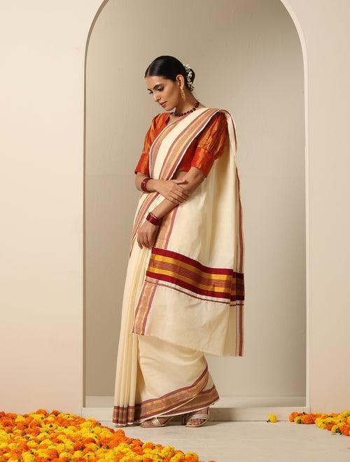 Ready to Wear Fancy Kasavu Wedding Saree