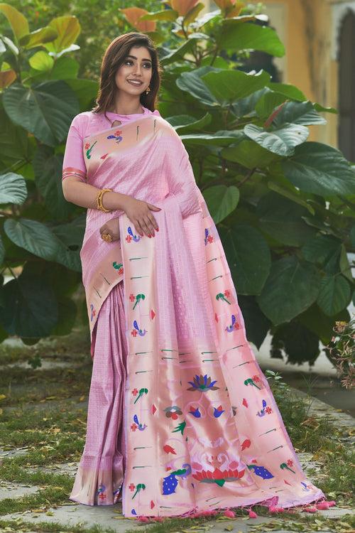 Glamwiz Ready to Wear Checks Paithani Saree