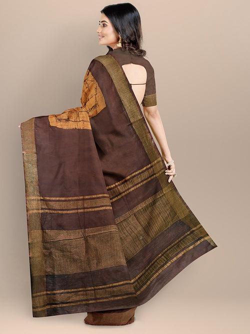 Mustard Color Pure Cotton Printed Narayan Peth Handloom Saree