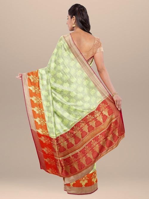 Beige Color  Banarasi Silk Saree with Golden Zari Booty