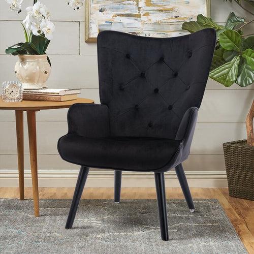 Zoe Lounge Chair In Black Color Fabric