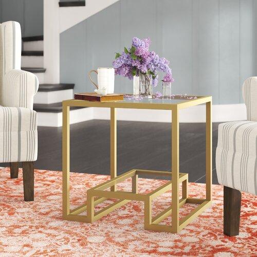 Cora Side Table in Gold Color with Acrylic Glass