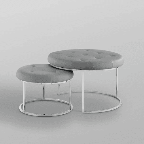 Anas Center Table in Grey Color - Stainless Steel -Set of 2