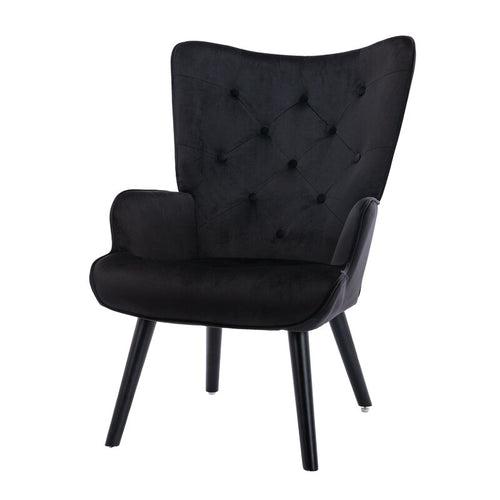 Zoe Lounge Chair In Black Color Fabric