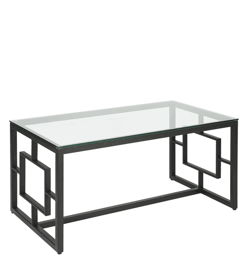 Anny Center Table in Golden Color With Glass Top