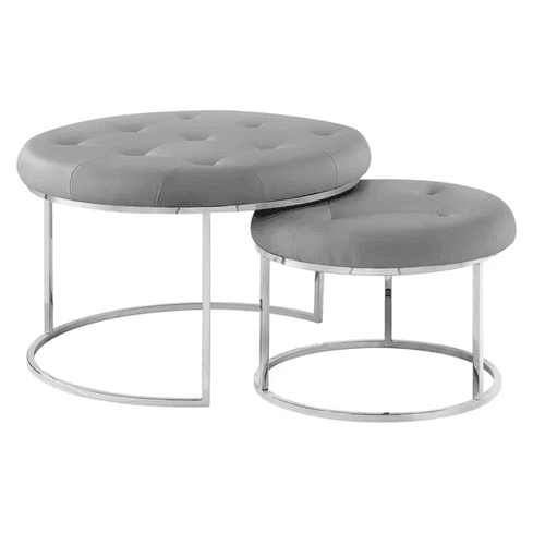 Anas Center Table in Grey Color - Stainless Steel -Set of 2