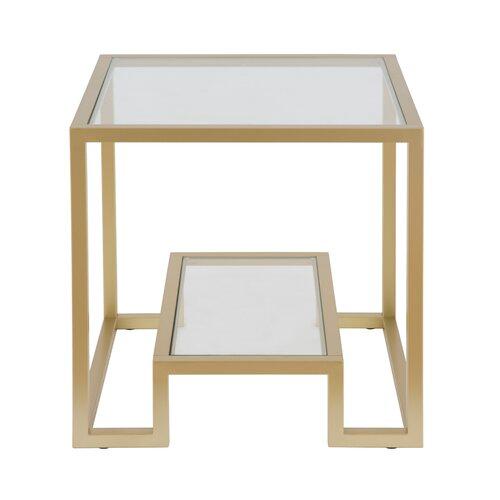 Cora Side Table in Gold Color with Acrylic Glass