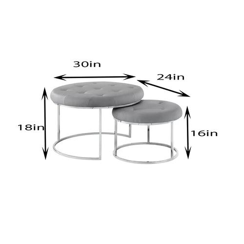 Anas Center Table in Grey Color - Stainless Steel -Set of 2