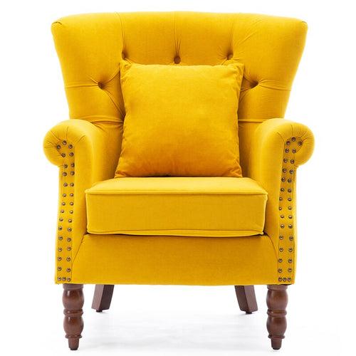 Bean Lounge chair in Yellow Color Velvet by Azazo