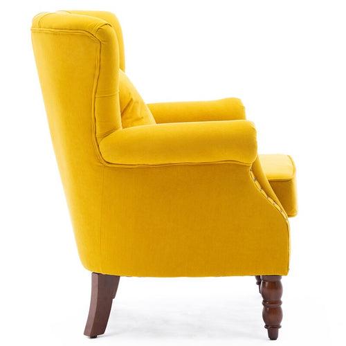 Bean Lounge chair in Yellow Color Velvet by Azazo