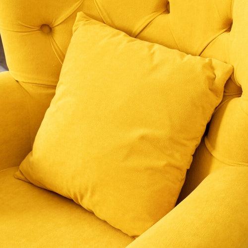 Bean Lounge chair in Yellow Color Velvet by Azazo