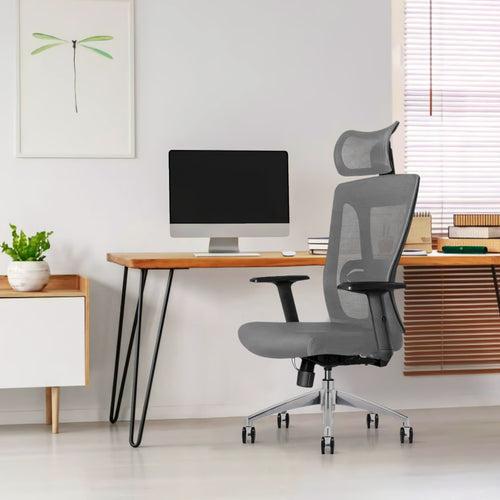 ErgoHuman High Back Office Chair in Grey Color with Headrest