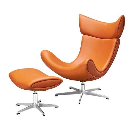 Brito Revolving Chair with Ottoman in Orange Color