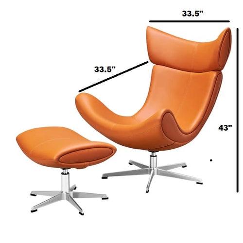 Brito Revolving Chair with Ottoman in Orange Color