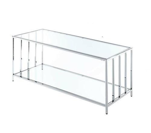 Lance Stainless Steel Center Table with Glass Top