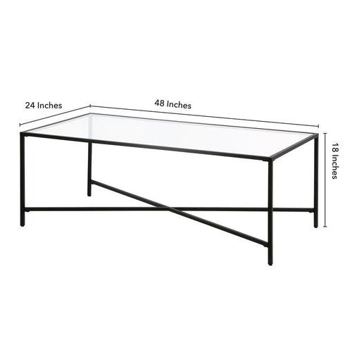 Mark Center Table in Black Colour with Glass Top