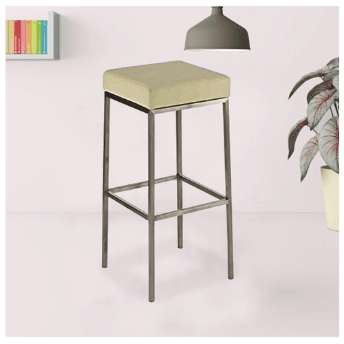 Mini Barstool in Off White Color - Stainless Steel