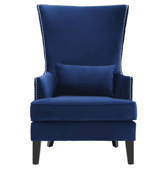 Rose Lounge Chair in Blue Color Velvet