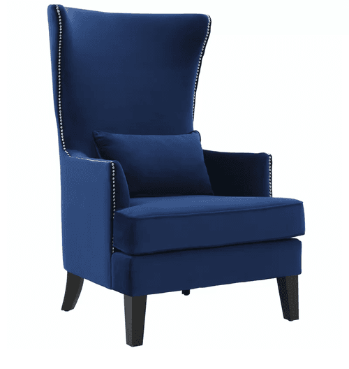 Rose Lounge Chair in Blue Color Velvet