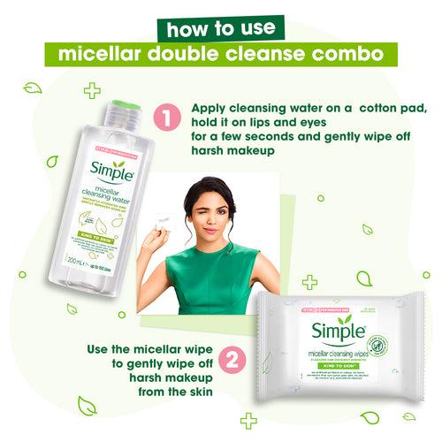 Micellar Cleansing Water & Micellar Cleansing Wipes Combo - (200ml + 25 Wipes)