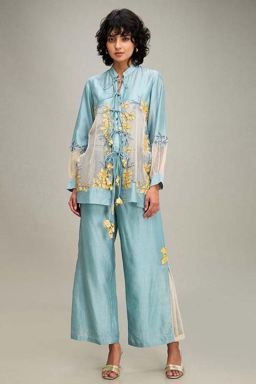 Blue Zinnia Applique Shirt & Pant Co-Ord Set