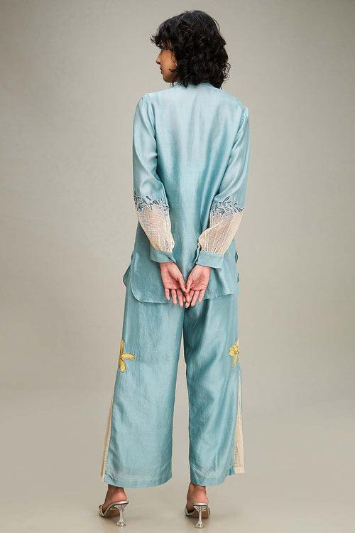 Blue Zinnia Applique Shirt & Pant Co-Ord Set